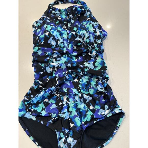 Speedo Swimsuit Small Style# 7722173 One Piece Halter Tie Keyhole Floral Print - Picture 3 of 6